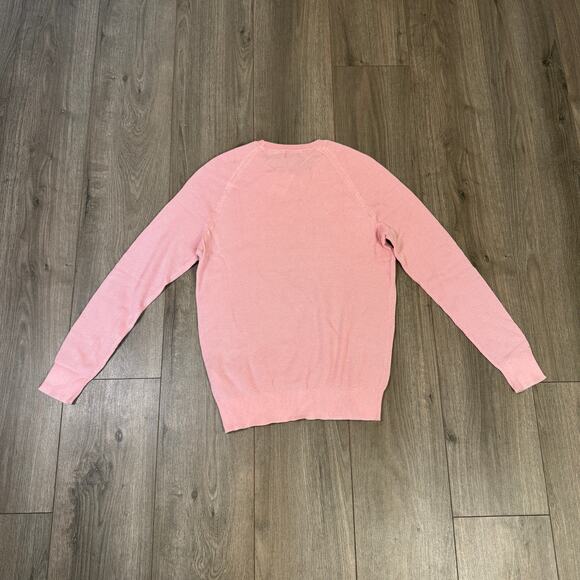 J.Crew Cotton Seed Stitch Crewneck Sweater Mens S Pink Pullover Rib Trim Stretch - Picture 4 of 6